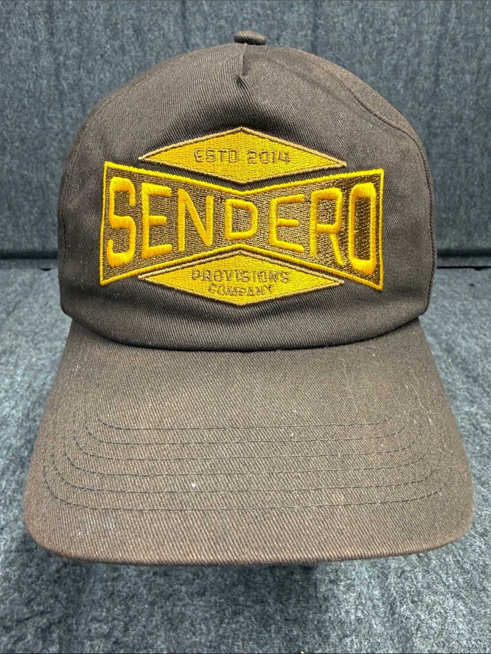 Sendero Brown Cotton Baseball Cap with Yellow Patch